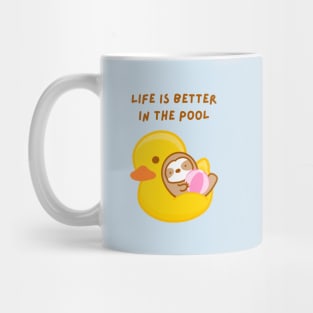 Life is Better in the Pool Rubber Duckie Float Sloth Mug